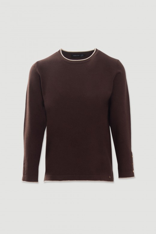 Camisola de malha com acabamento contrastante Camisola de malha com acabamento contrastante
