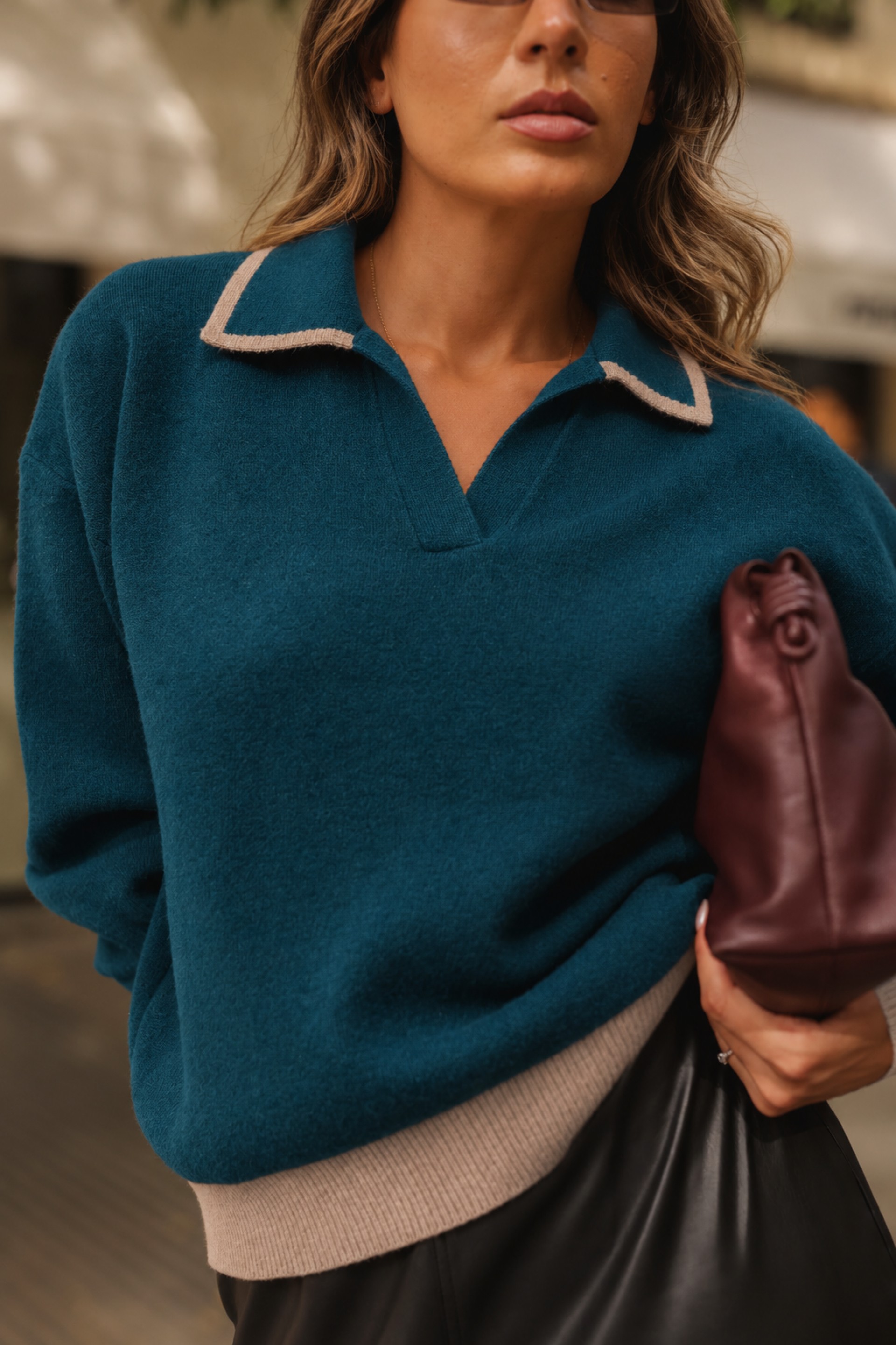 Knit polo with contrast details