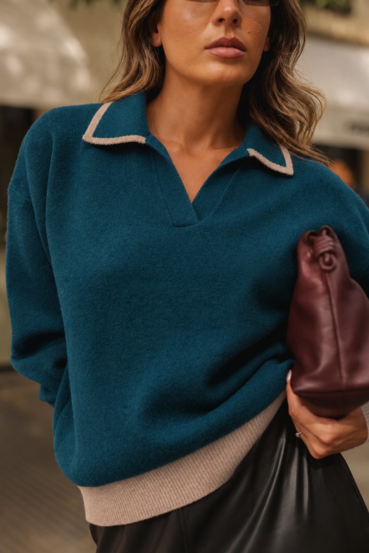 Knit polo with contrast details Knit polo with contrast details