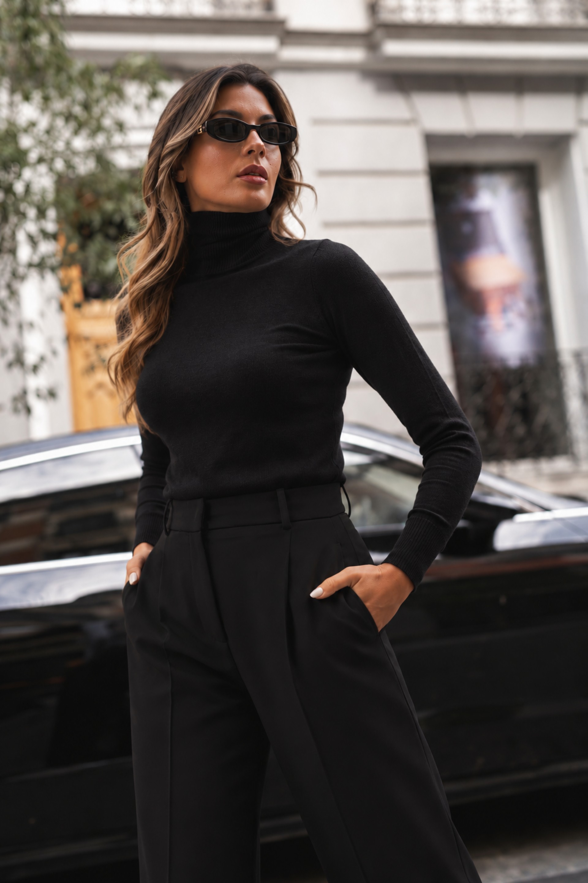 Camisola de malha com gola alta