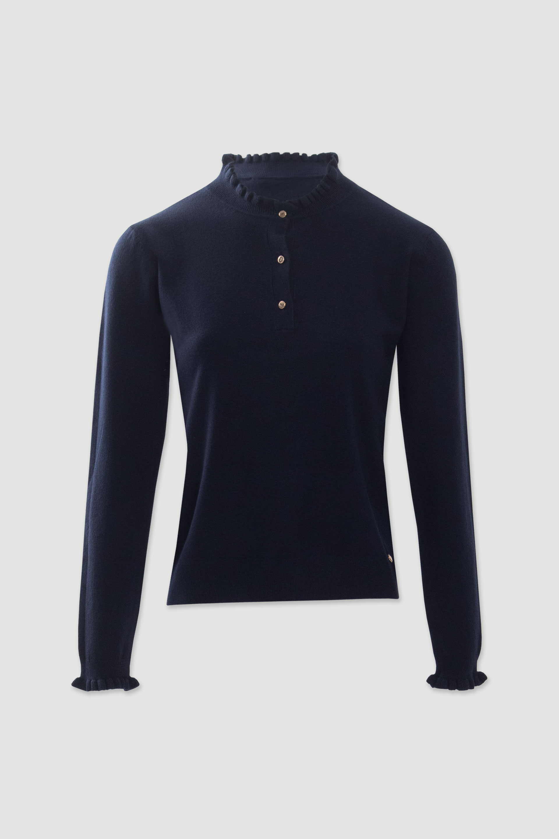 Knit sweater with ruffle collar