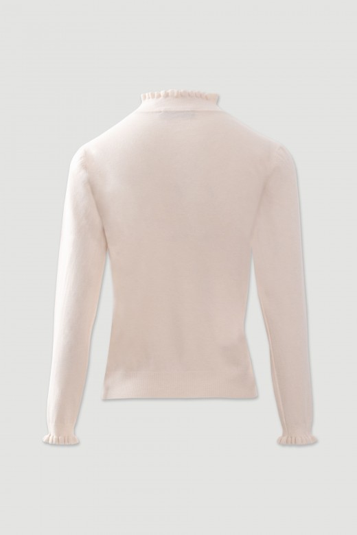 Knit sweater with ruffle collar Knit sweater with ruffle collar