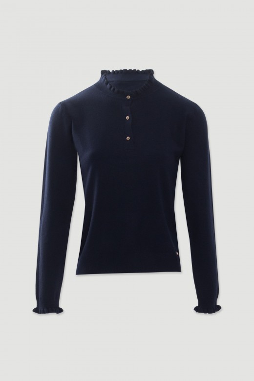 Knit sweater with ruffle collar Knit sweater with ruffle collar