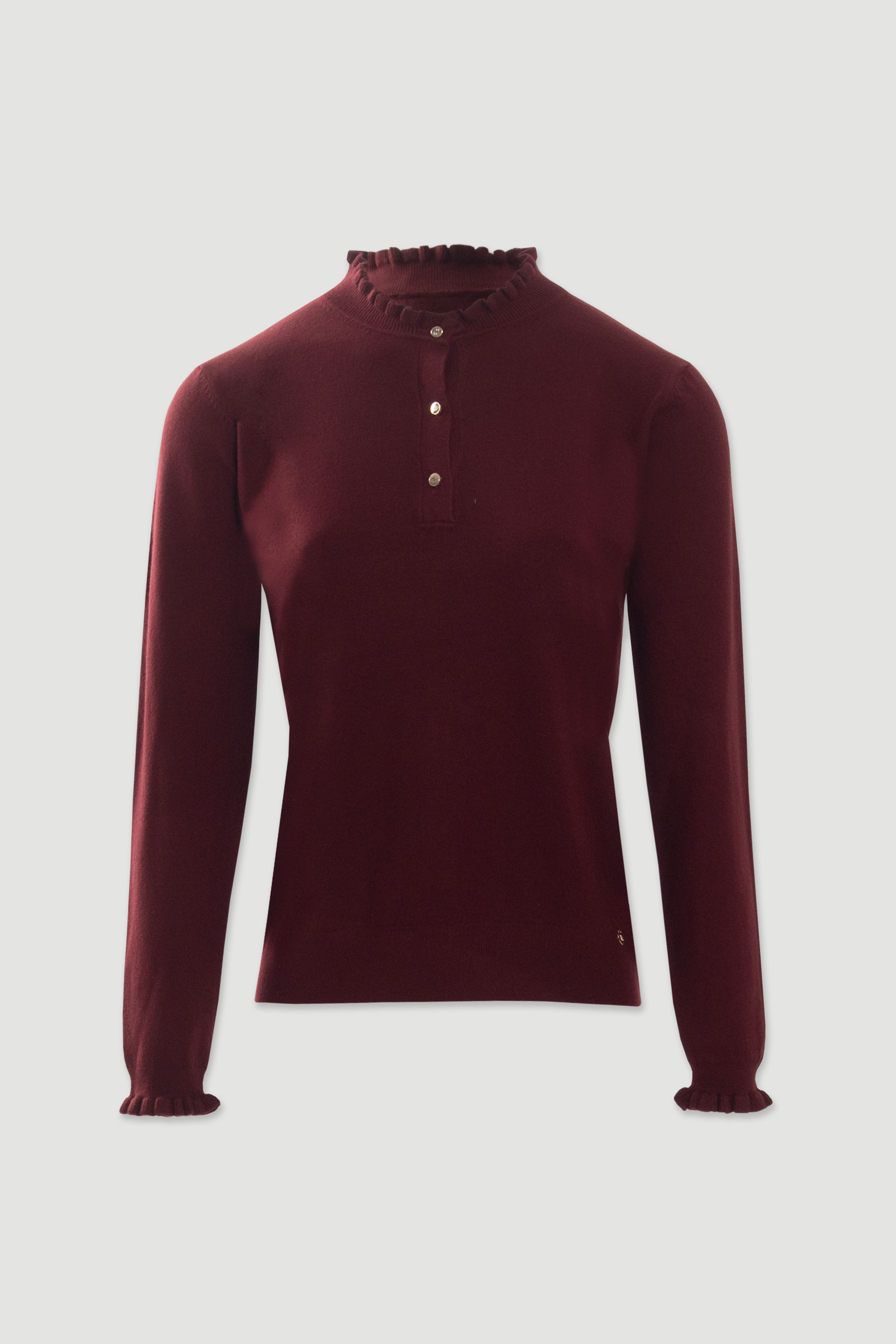 Knit sweater with ruffle collar