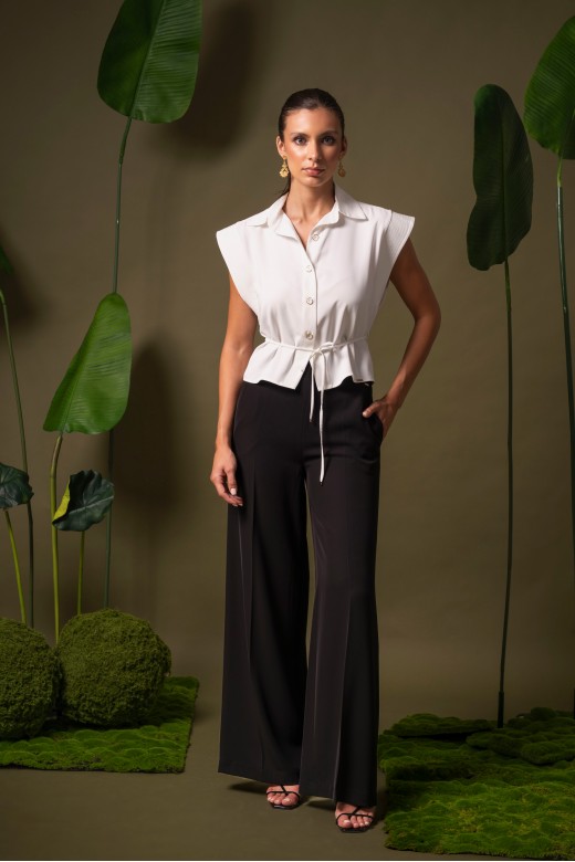 Wide-leg trousers in fluid fabric Wide-leg trousers in fluid fabric