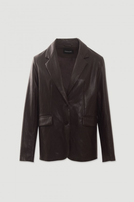 Fitted faux leather blazer Fitted faux leather blazer