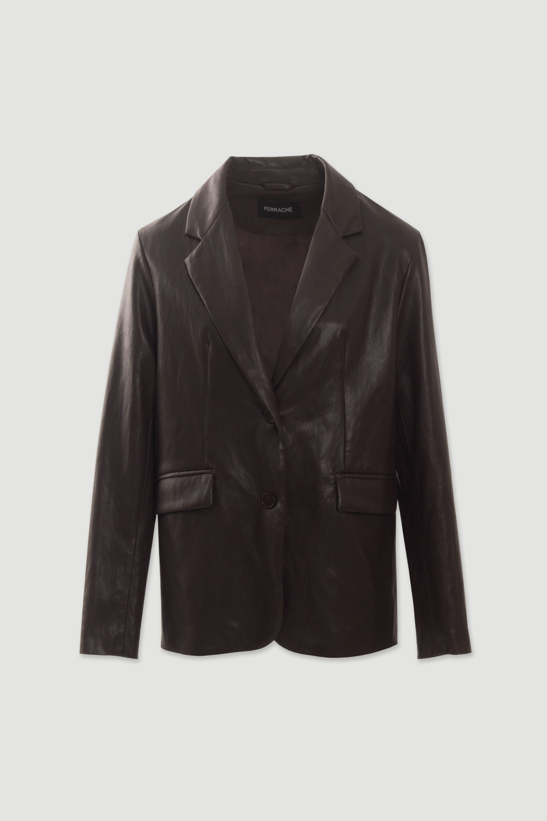 Fitted faux leather blazer