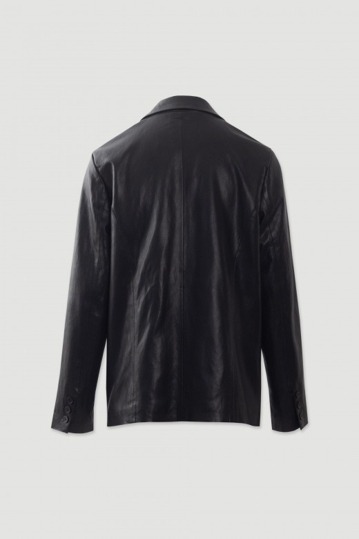 Fitted faux leather blazer Fitted faux leather blazer