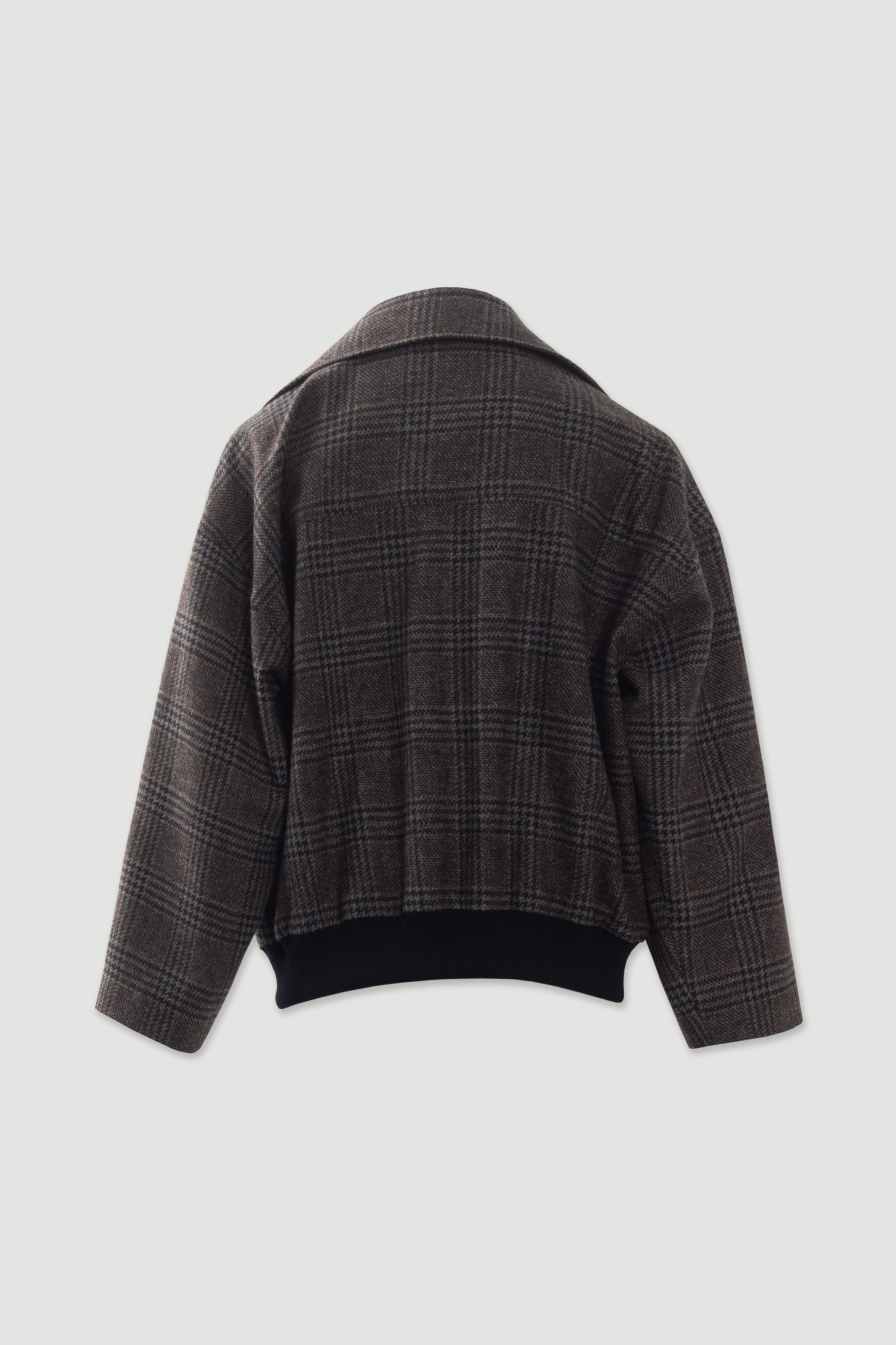 Short checked double-breasted coat