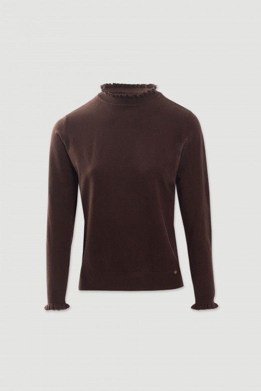 Pull en maille avec volants