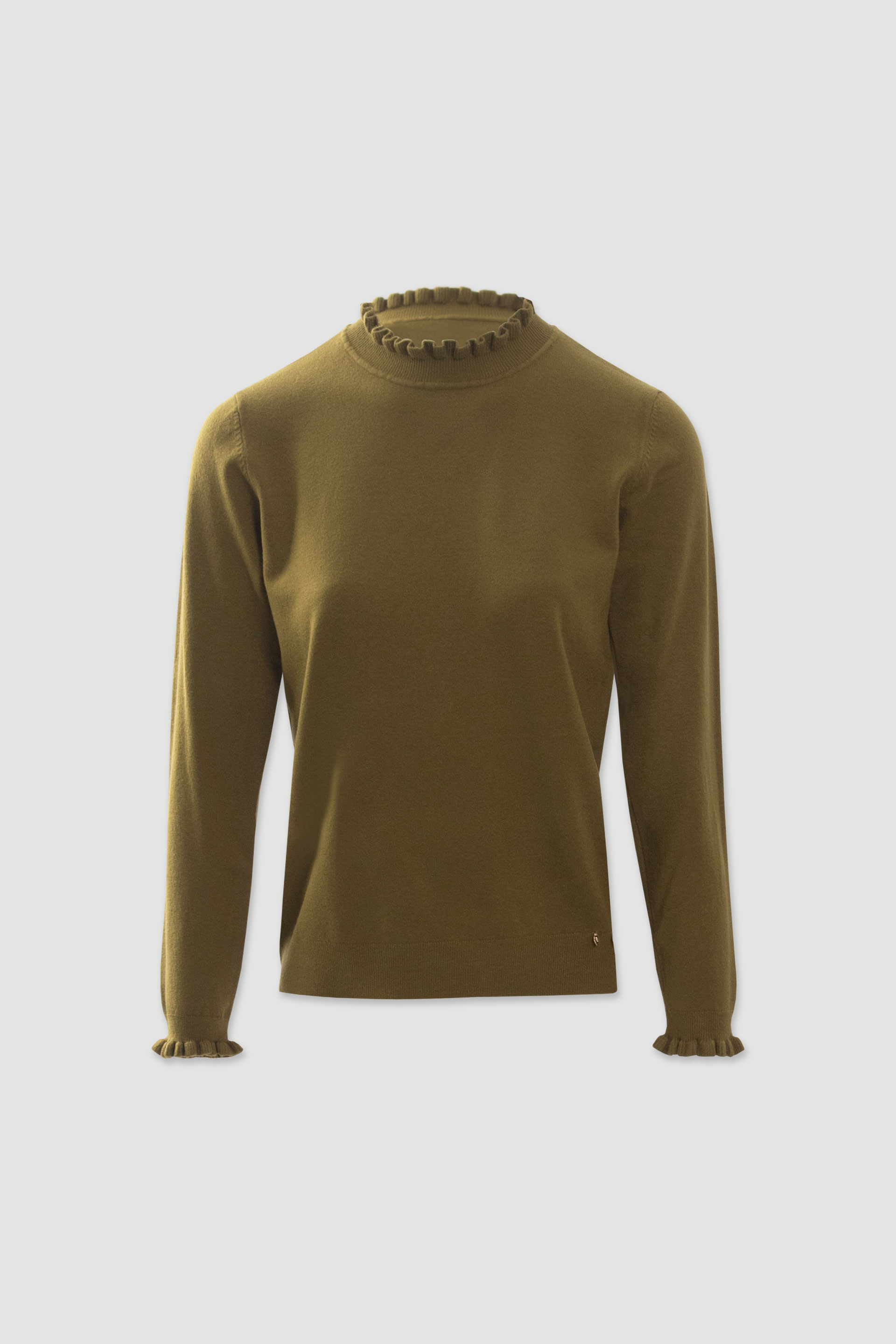 Knit sweater with ruffles