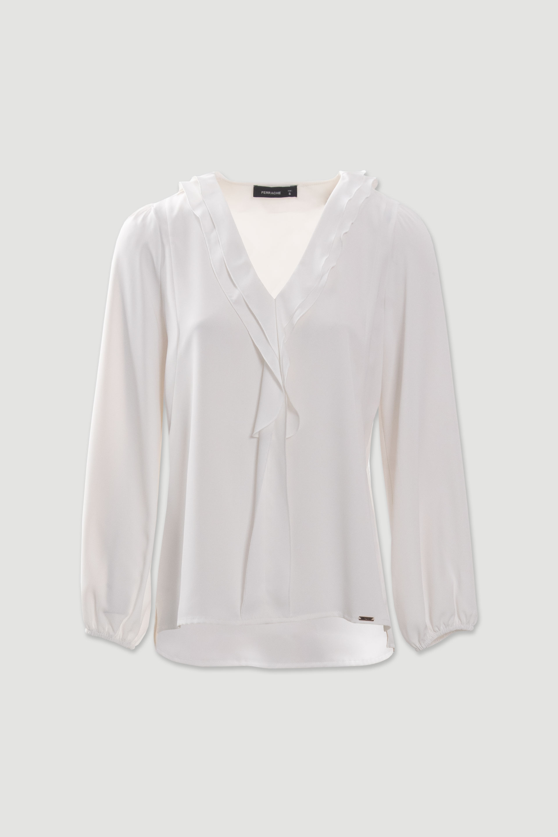 Fluid tunic with ruffled neckline