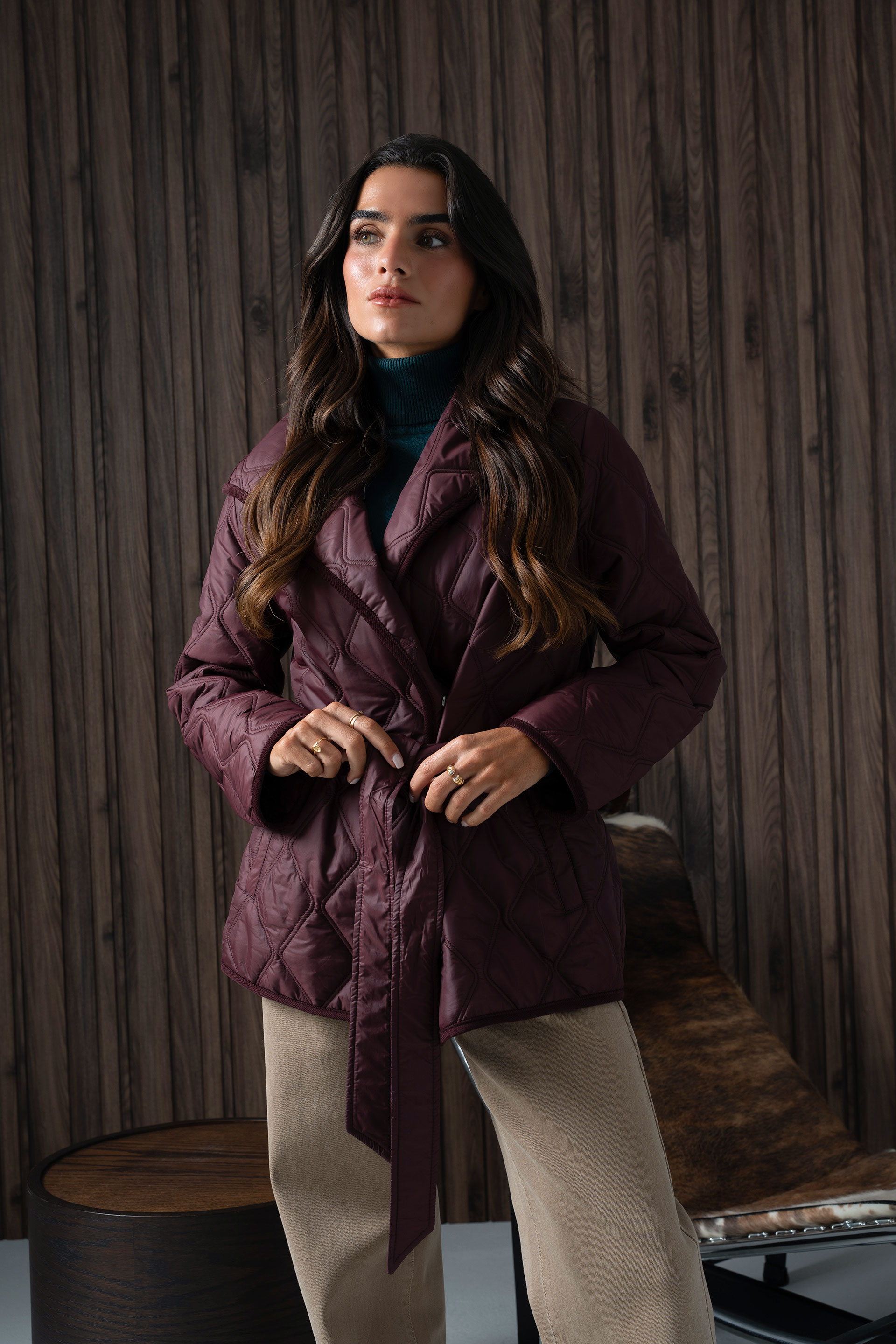 Parka matelassée avec ceinture