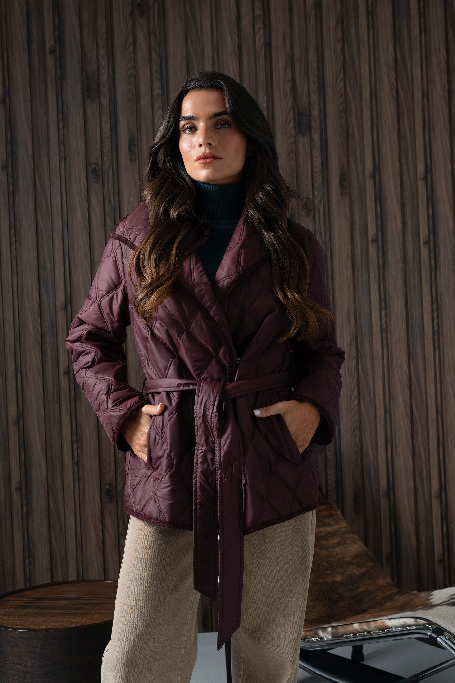 Parka matelassée avec ceinture