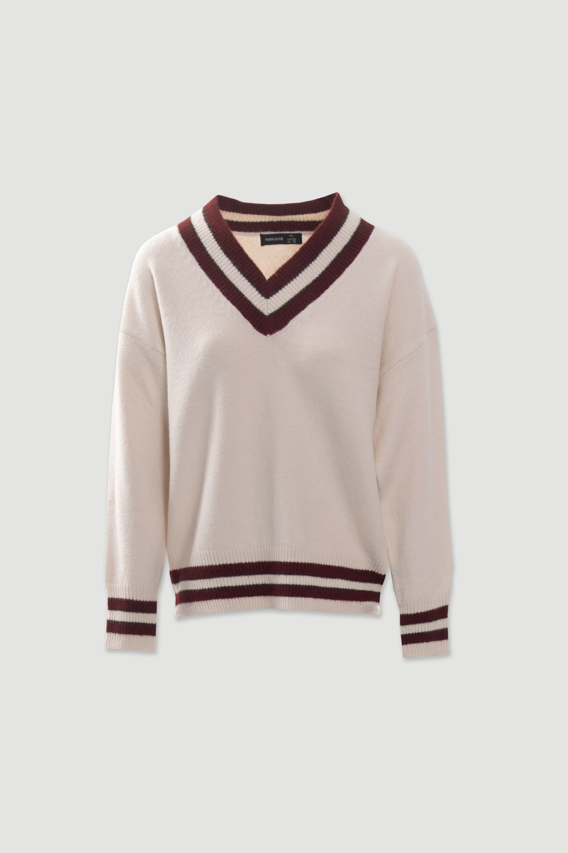 Pull en maille à encolure en V contrastante
