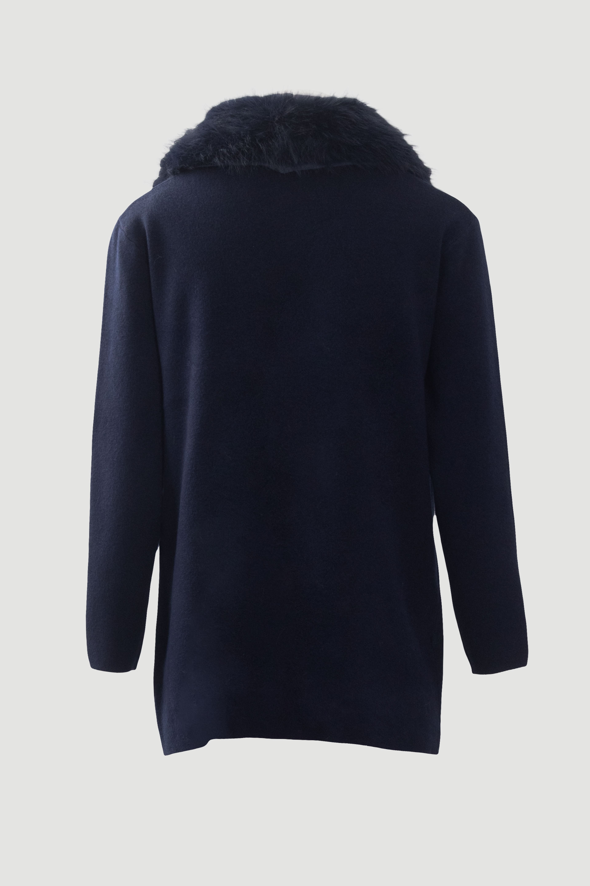 Manteau en maille avec col en fourrure amovible