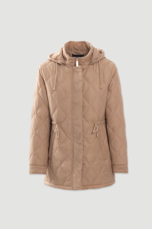 Parka matelassée avec capuche et taille ajustable Parka matelassée avec capuche et taille ajustable
