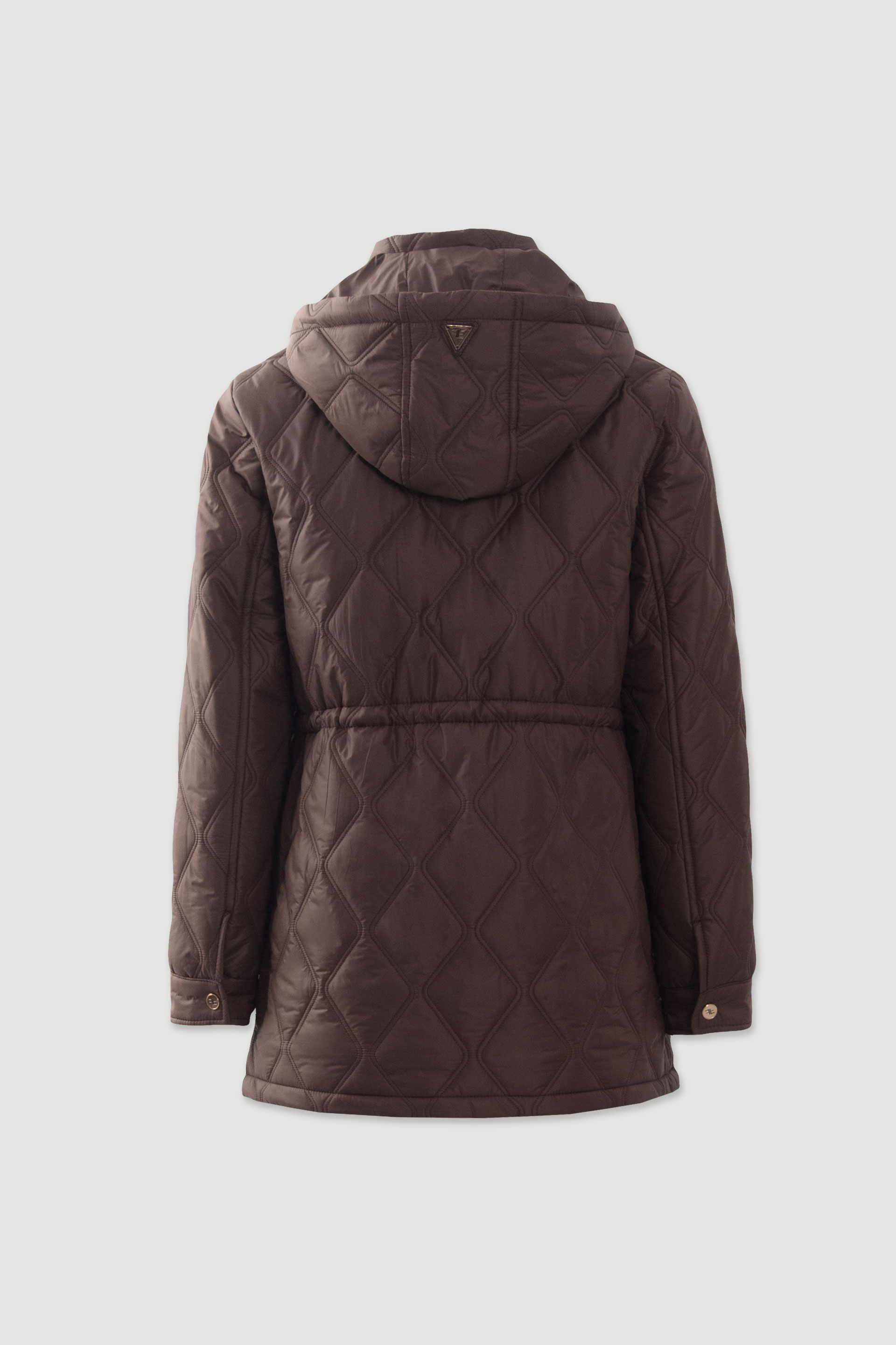 Parka acolchoada com capuz e cintura ajustável