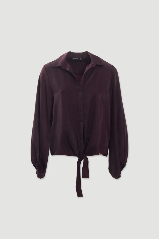 Blusa fluida con lazo frontal