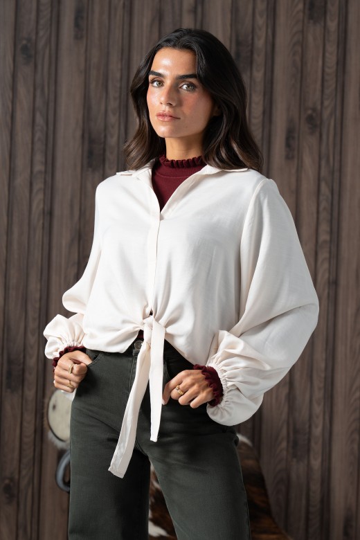 Fluid blouse with front tie Fluid blouse with front tie