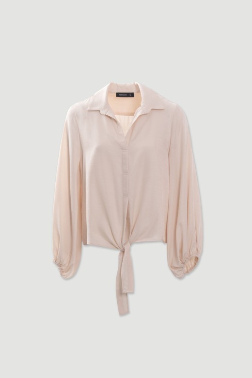 Fluid blouse with front tie Fluid blouse with front tie