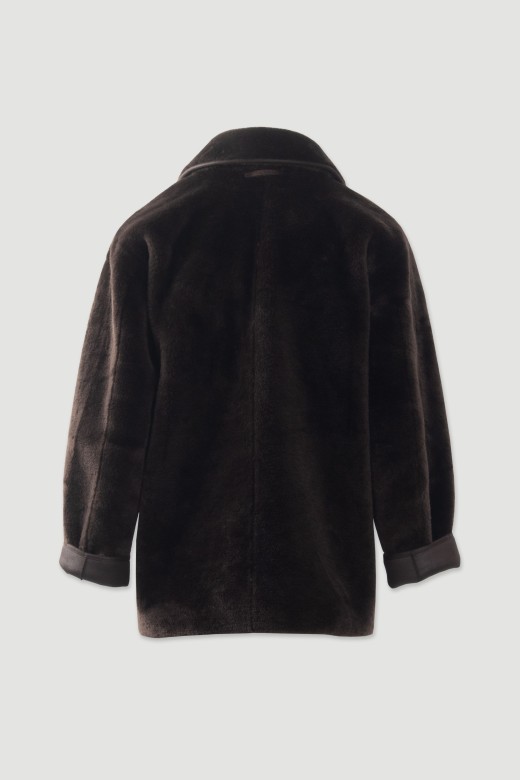 Manteau réversible effet cuir avec fausse fourrure Manteau réversible effet cuir avec fausse fourrure